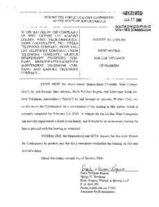 BEFORE THE PUBLIC UTILITIES COMMISSION OF THE STATE OF SOUTH DAKOTA IN THE MATTER OF THE COMPLAINT OF WWC LICENSE LLC AGAINST GOLDEN WEST TELECOMMUNICATIONS COOPERATIVE, INC.; VIVIAN TELEPHONE COMPANY; SIOUX VALLEY TELEP