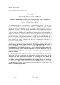 Issue of EUR 750,000 Callable Variable Coupon Reverse Convertible Equity-Linked Notes due April 2015 linked to a Basket of Securities