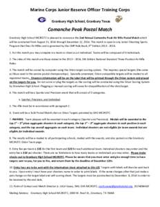 Marine Corps Junior Reserve Officer Training Corps Granbury High School, Granbury Texas Comanche Peak Postal Match Granbury High School MCJROTC is pleased to announce the 2nd Annual Comanche Peak Air Rifle Postal Match w