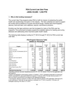 2014 FDA  Justification of Estimates for Appropriations Committees