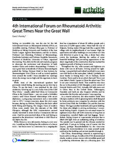 Pisetsky Arthritis Research & Therapy 2012, 14:125 http://arthritis-research.com/contentE D I TO R I A L  4th International Forum on Rheumatoid Arthritis: