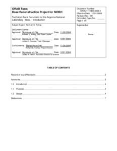 Technical Basis Document for the Argonne National Laboratory - West – Introduction Document Number: ORAUT-TKBS[removed]Effective Date: [removed]