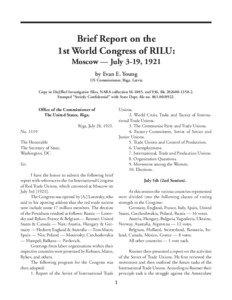 Young: Brief Report of the 1st World Congress of RILU [events of July 3-19, [removed]