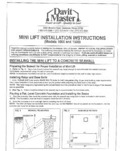 5560 Ulmerton Road, Clearwater, Florida5560 • ( • Fax: (MINI liFT INSTALLATION INSTRUCTIONS