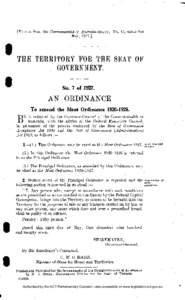 [Extract from the Commonwealth of Australia Gazette, No. 43, dated 3rd May, [removed]THE TERRITORY FOR THE SEAT OF GOVERNMENT. No. 7 of 1927.
