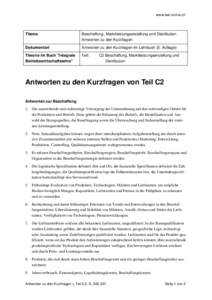 www.bwl-online.ch  Thema Beschaffung, Marktleistungserstellung und Distribution: Antworten zu den Kurzfragen