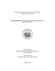 REPORT TO THE TWENTY-FIFTH LEGISLATUREREGULAR SESSION OF 2008ONTHE DAM AND RESERVOIR SAFETY PROGRAMFOR STATE FISCAL YEAR 2007