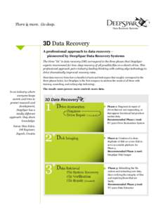 There is more. Go deep.  3D Data Recovery A professional approach to data recovery – pioneered by DeepSpar Data Recovery Systems The three 