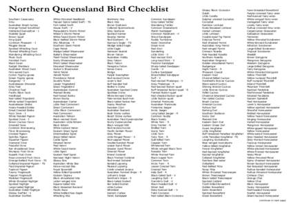 Northern Queensland Bird Checklist Southern Cassowary Emu Australian Brush-turkey Orange-footed Scrubfowl Helmeted Guineafowl - I