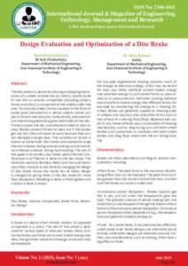 ISSN No: International Journal & Magazine of Engineering, Technology, Management and Research A Peer Reviewed Open Access International Journal