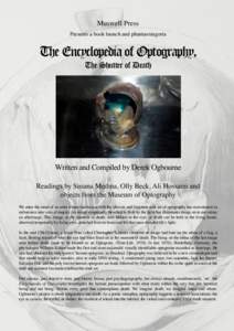 Muswell Press Presents a book launch and phantasmagoria The Encyclopedia of Optography, The Shutter of Death