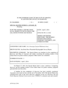 Aravaipa Canyon Wilderness / United States Army Element /  Assembled Chemical Weapons Alternatives / Motion / Discovery / Bureau of Land Management / San Pedro River / Summary judgment / Deposition / Special master / Geography of Arizona / Law / Arizona