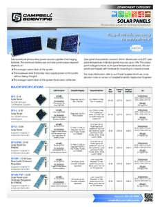 COMPONENT CATEGORY  SOLAR PANELS Photovoltaic power for recharging batteries