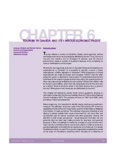 CHAPTER 6  TOURISM IN CANADA AND ITS VARIOUS ECONOMIC FACETS1 Jacques Delisle and Sylvain Venne, Income and Expenditure
