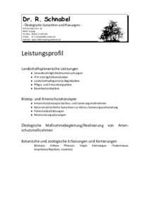 Dr. R. Schnabel  - Ökologische Gutachten und Planungen Emil-Schubert-StrLeipzig Tel./Fax06 E-Mail 