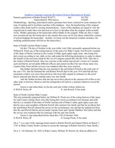 Southern Campaign American Revolution Pension Statements & Rosters Pension application of Robert Powell W18771 Ann fn17NC Transcribed by Will Graves[removed]