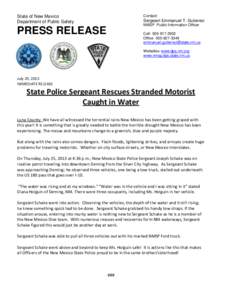 Contact:  State of New Mexico Department of Public Safety  Sergeant Emmanuel T. Gutierrez