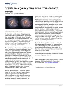 Extragalactic astronomy / Spiral galaxy / Logarithmic spiral / Golden spiral / Spiral / Galaxy / Bulge / Barred spiral galaxy / Milky Way / Spirals / Astronomy / Geometry