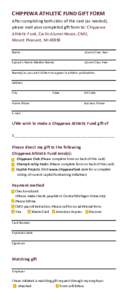 CHIPPEWA ATHLETIC FUND GIFT FORM