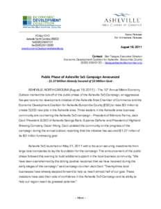 News Release For Immediate Release PO Box 1010 Asheville North Carolina[removed]Tel[removed]