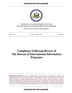 Compliance Followup Review of The Bureau of International Information Programs