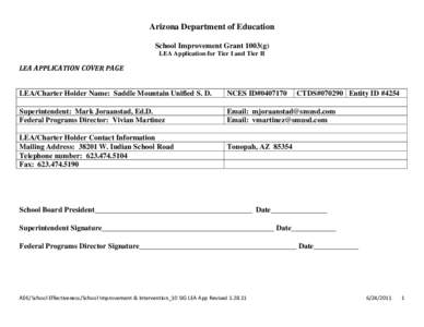 School Improvement Grant / No Child Left Behind Act / Education / Capital District /  New York / Tech Valley High School / Saddle Mountain Unified School District