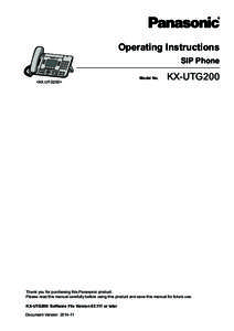 Operating Instructions SIP Phone Model No. <KX-UTG200>  KX-UTG200