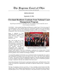 65 SOUTH FRONT STREET, COLUMBUS, OH[removed]MEDIA RELEASE September 15, 2014  Cleveland Residents Graduate from National Court