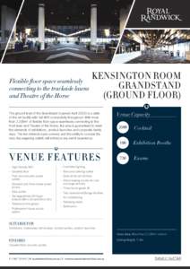 Flexible floor space seamlessly connecting to the trackside lawns and Theatre of the Horse KENSINGTON ROOM GRANDSTAND