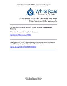 promoting access to White Rose research papers  Universities of Leeds, Sheffield and York http://eprints.whiterose.ac.uk/ This is an author produced version of a paper published in International Relations.