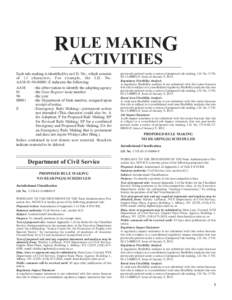 RULE MAKING ACTIVITIES Each rule making is identified by an I.D. No., which consists of 13 characters. For example, the I.D. No. AAM[removed]E indicates the following: