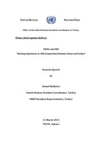 UNITED NATIONS  NATIONS UNIES Office of the United Nations Resident Coordinator in Turkey