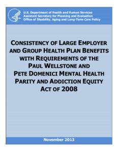 U.S. Department of Health and Human Services Assistant Secretary for Planning and Evaluation Office of Disability, Aging and Long-Term Care Policy CONSISTENCY OF LARGE EMPLOYER AND GROUP HEALTH PLAN BENEFITS