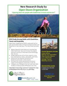 New Research Study by Open Doors Organization “Opening doors for people with disabilities in travel and tourism” 2014 Study Among Adults with Disabilities: Travel and Hospitality