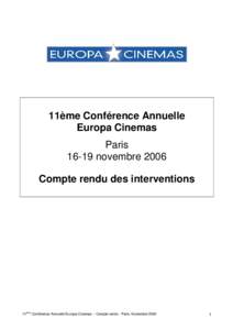 Inauguration de la 11e confrence Europa Cinemas