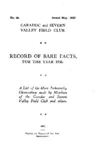 No[removed]Issued May, 1937 CARADOC and SEVERN VALLEY FIELD CLUB.