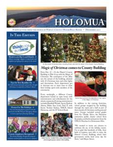 HOLOMUA  A newsletter from the office of Hawai‘i County Mayor Billy Kenoi • December 2011 In This Edition