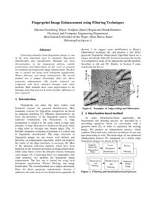 Fingerprint Image Enhancement using Filtering Techniques Shlomo Greenberg, Mayer Aladjem, Daniel Kogan and Itshak Dimitrov Electrical and Computer Engineering Department, Ben-Gurion University of the Negev, Beer-Sheva, I