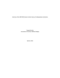 Summary of the 2009 MR5 Science Content Survey of Undergraduate Institutions  Prepared by the Association of American Medical Colleges  Summer 2011