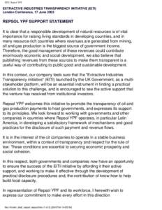 EITI: Repsol YPF  EXTRACTIVE INDUSTRIES TRANSPARENCY INITIATIVE (EITI) London Conference, 17 June[removed]REPSOL YPF SUPPORT STATEMENT