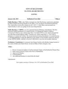 TOWN OF ROLLINSFORD PLANNING BOARD MEETING AGENDA January 6th, 2015  Rollinsford Town Hall