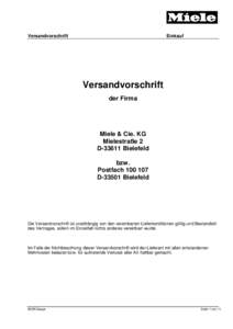 Versandvorschrift  Einkauf Versandvorschrift der Firma