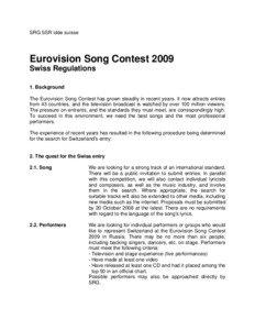 SRG SSR idée suisse  Eurovision Song Contest 2009