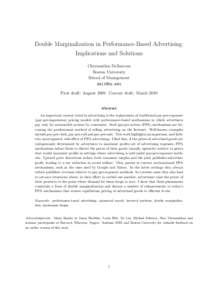 Double Marginalization in Performance-Based Advertising: Implications and Solutions Chrysanthos Dellarocas Boston University School of Management 