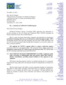 President  November 12, 2012 Hon. David J. Kappos Under Secretary of Commerce for Intellectual Property and Director of the U.S. Patent and Trademark Office