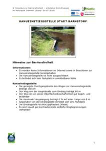 © Hinweise zur Barrierefreiheit – erhobene Einrichtungen im Naturpark Dümmer (Stand: KANUEINSTIEGSSTELLE STADT BARNSTORF  Hinweise zur Barrierefreiheit