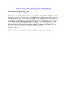 Southern Campaign American Revolution Pension Statements & Rosters Pension Application of Joshua Dunn S39467 Transcribed and annotated by C. Leon Harris. VA