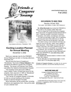 Friends of Congaree Swamp Newsletter  www.friendsofcongaree.org Fall 2002