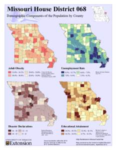 Missouri House District 068  Demographic Components of the Population by County Adult Obesity 31.0% - 34.2%