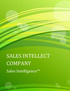 Sales Intelligence  SALES INTELLECT COMPANY Sales Intelligence™